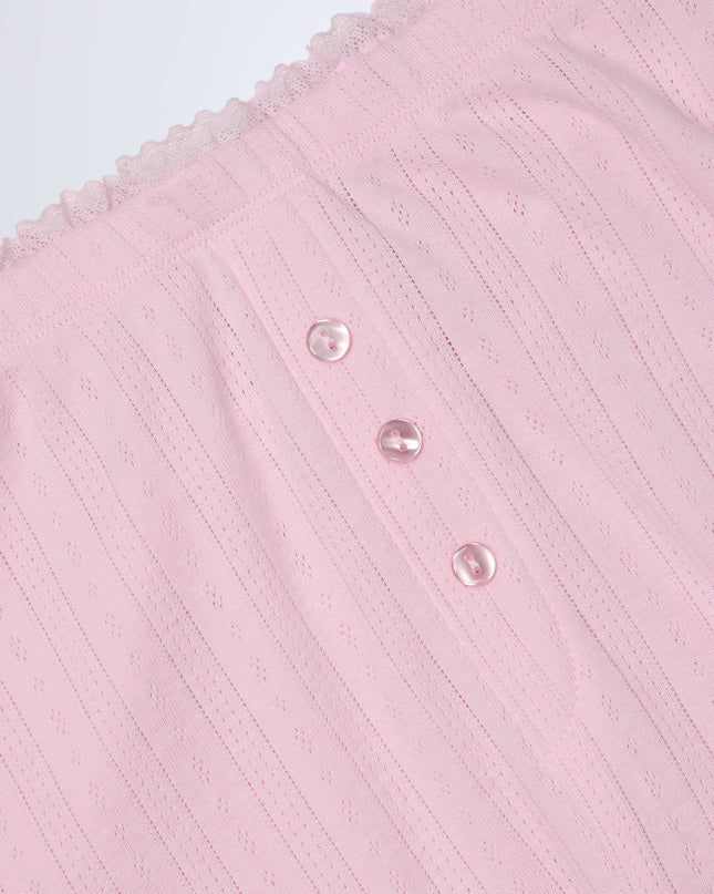 Baby Pink Pointelle Mid-Rise Straight-Leg Trousers