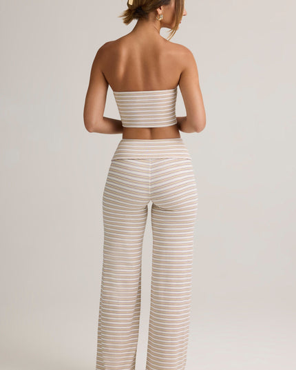Pink & Yellow Stripe Modal Foldover Wide-Leg Trousers