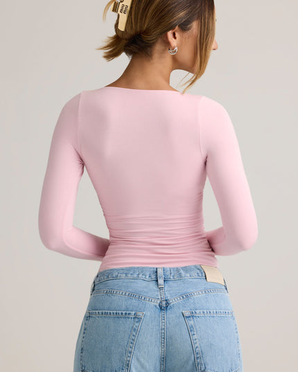 Candyfloss Pink Modal Ruched Long-Sleeve Top