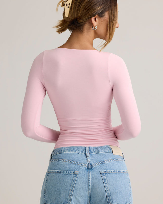 Candyfloss Pink Modal Ruched Long-Sleeve Top