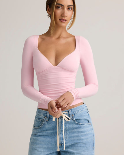 Candyfloss Pink Modal Ruched Long-Sleeve Top