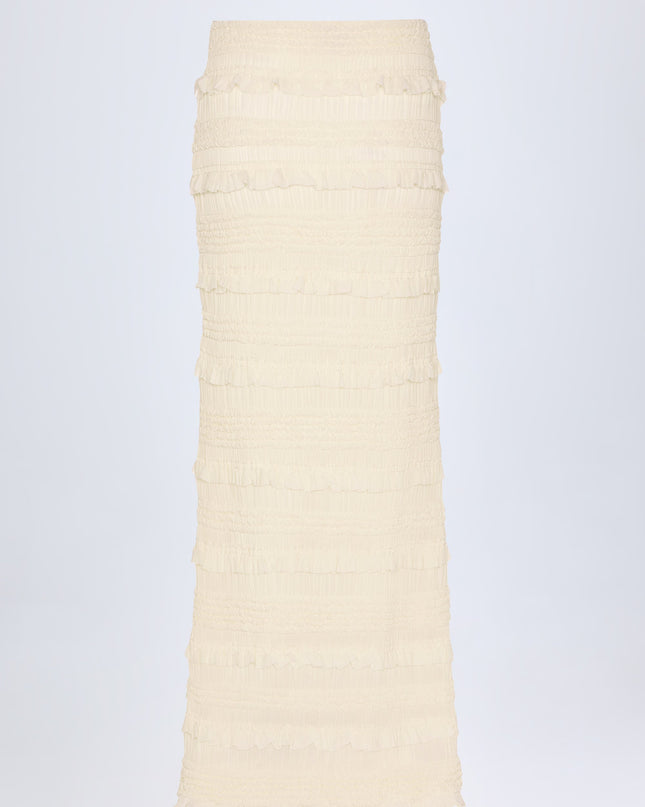 Ivory Ruffled Mid-Rise Maxi Skirt