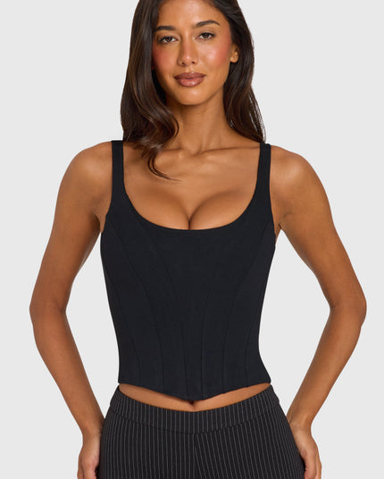 Black Ponte Corset Top