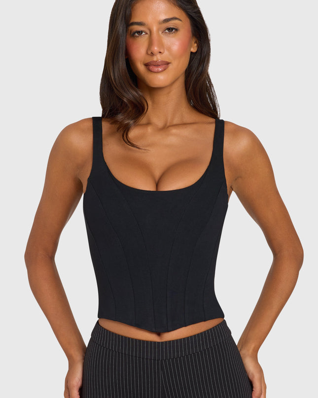 Black Ponte Corset Top