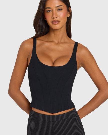 Black Ponte Corset Top