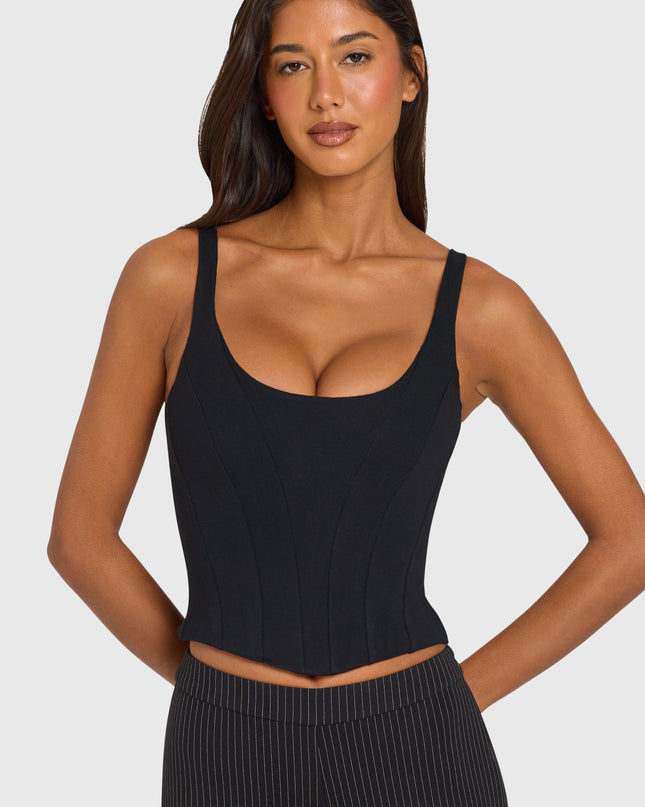 Black Ponte Corset Top