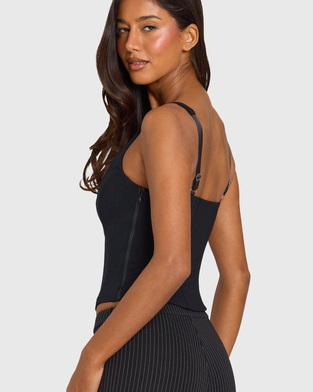 Black Ponte Corset Top
