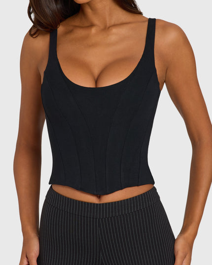 Black Ponte Corset Top