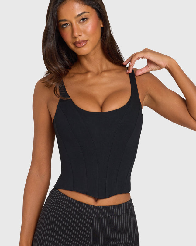 Black Ponte Corset Top