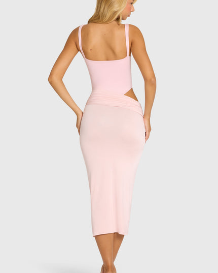 Baby Pink Bodice Draped Midi Dress