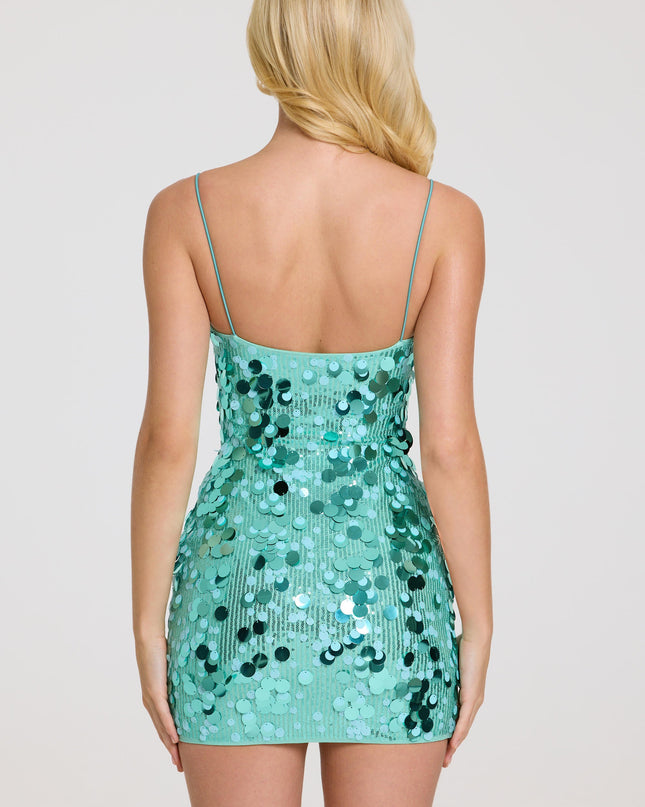 Seafoam Green Embellished Mini Dress