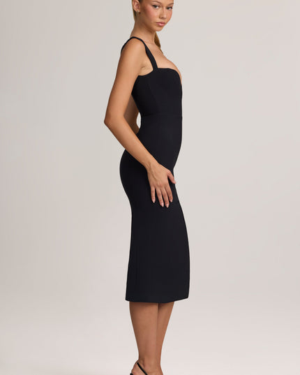 Black Sweetheart-Neck Midaxi Dress