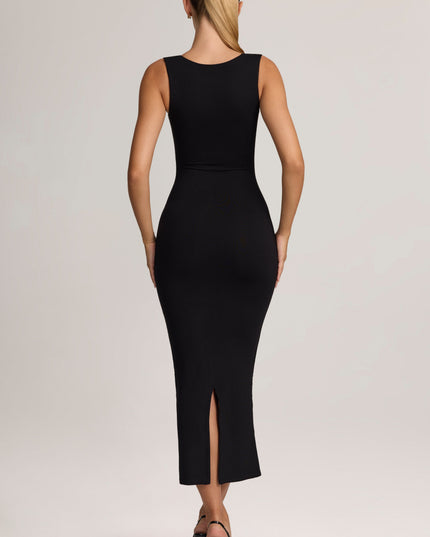 Black Modal Bodycon Midi Dress