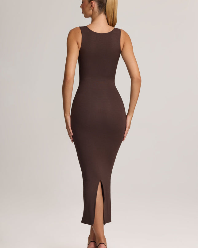 Chocolate Brown Modal Bodycon Midi Dress
