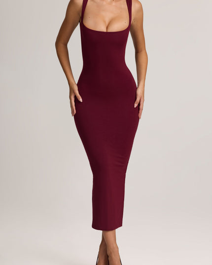 Wine Modal Bodycon Midi Dress