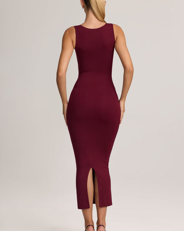 Wine Modal Bodycon Midi Dress