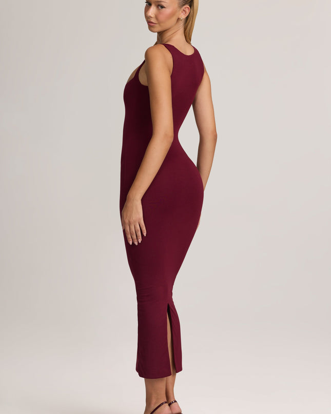 Wine Modal Bodycon Midi Dress