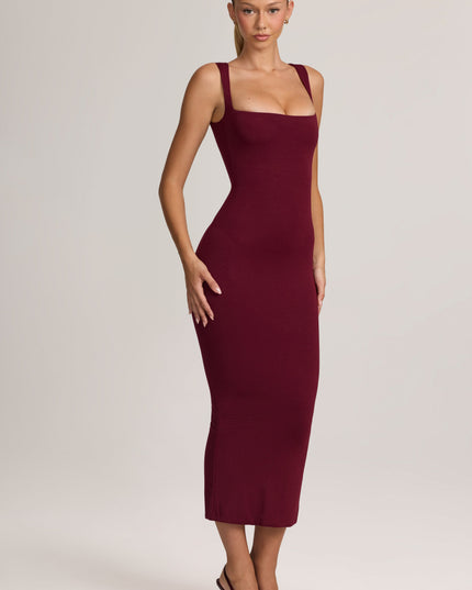 Wine Modal Bodycon Midi Dress