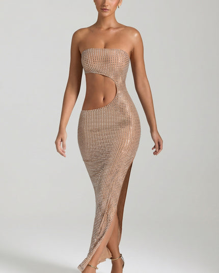 Honey Embellished Cut-Out Bandeau Maxi Dress