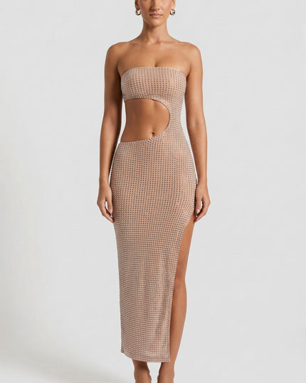 Honey Embellished Cut-Out Bandeau Maxi Dress