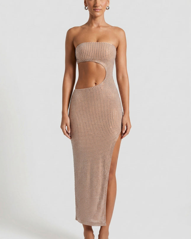 Honey Embellished Cut-Out Bandeau Maxi Dress