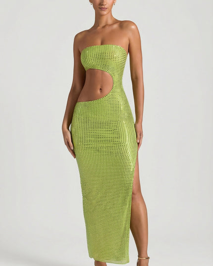 Apple Embellished Cut-Out Bandeau Maxi Dress