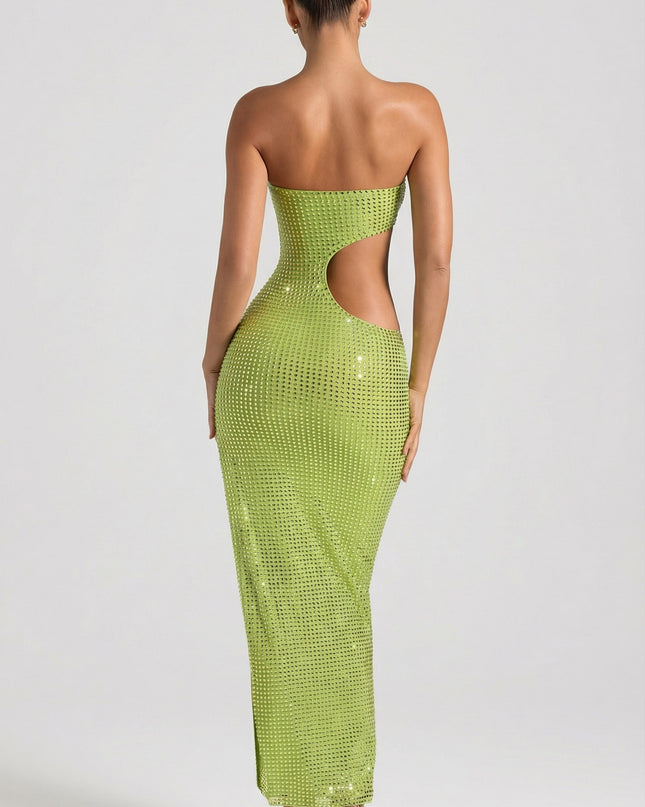 Apple Embellished Cut-Out Bandeau Maxi Dress