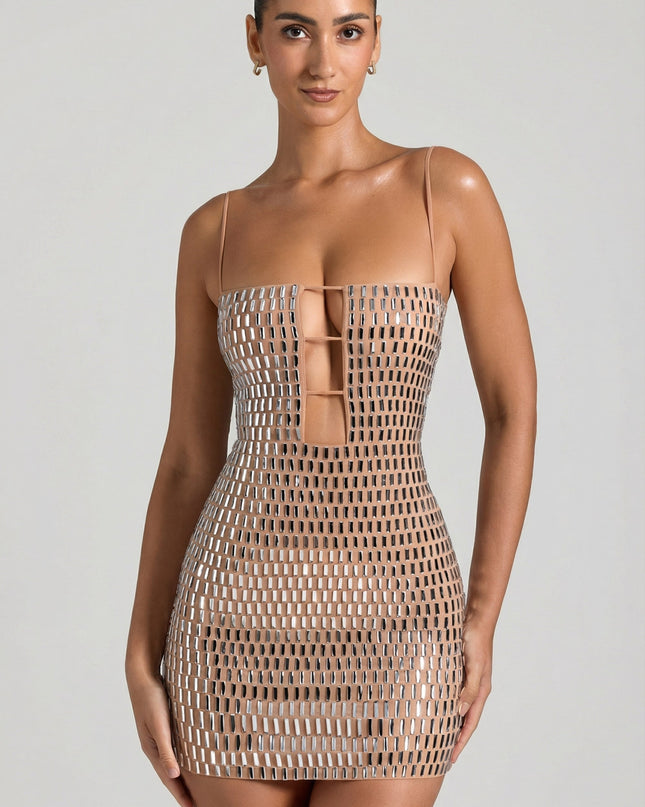 Honey Embellished Cut-Out Mini Dress