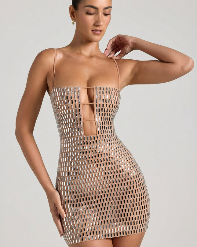 Honey Embellished Cut-Out Mini Dress
