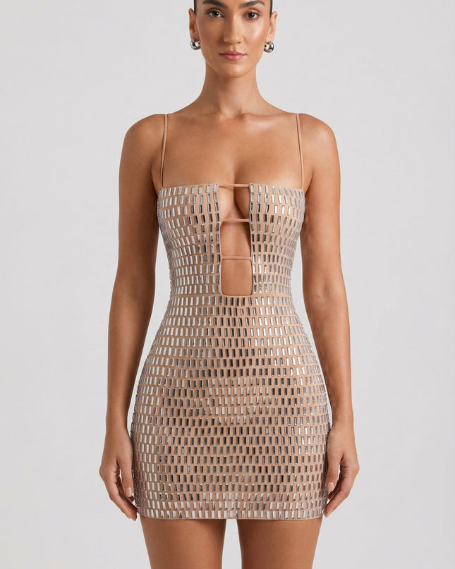 Honey Embellished Cut-Out Mini Dress