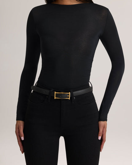 Black Modal Ruched Long-Sleeve Top