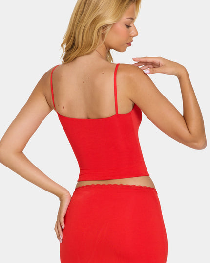 Cherry Modal Lace-Trim Top