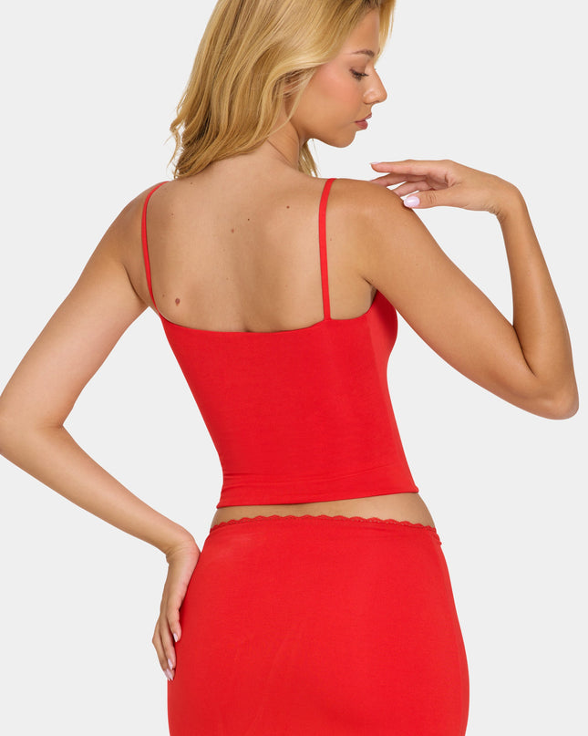 Cherry Modal Lace-Trim Top