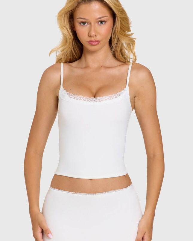 Coconut Modal Lace-Trim Top