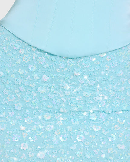 Aqua Embellished Skirt Corset Mini Dress