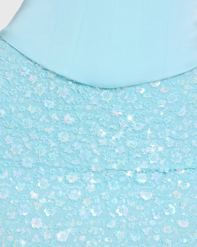 Aqua Embellished Skirt Corset Mini Dress