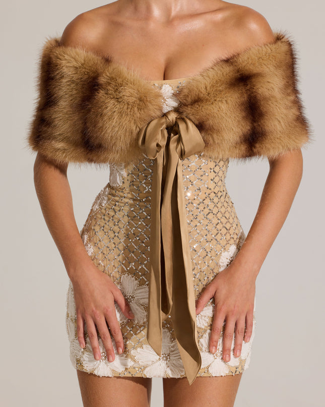 Mink Fur Ribbon-Tie Stole