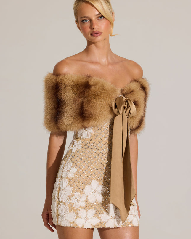 Mink Fur Ribbon-Tie Stole
