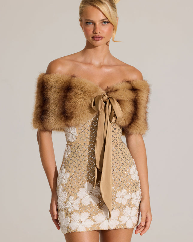Mink Fur Ribbon-Tie Stole