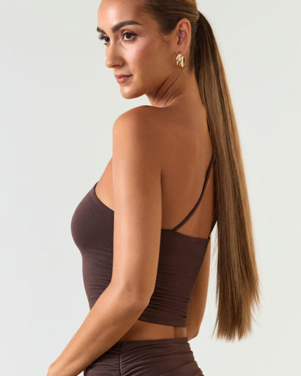Chocolate Brown Modal One-Shoulder Top