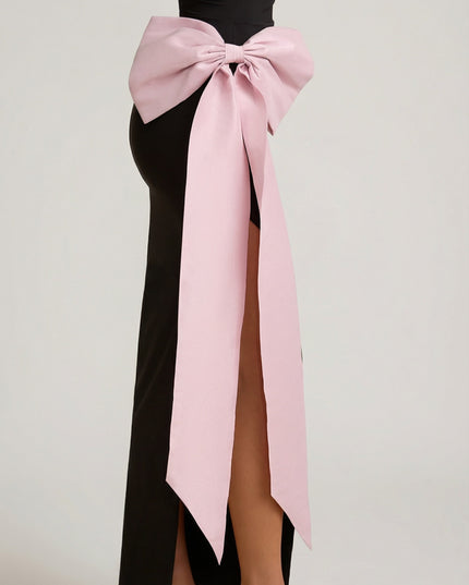 Black Strapless Bow-Detail Maxi Dress