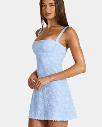 Arctic Blue Lace Mini Dress
