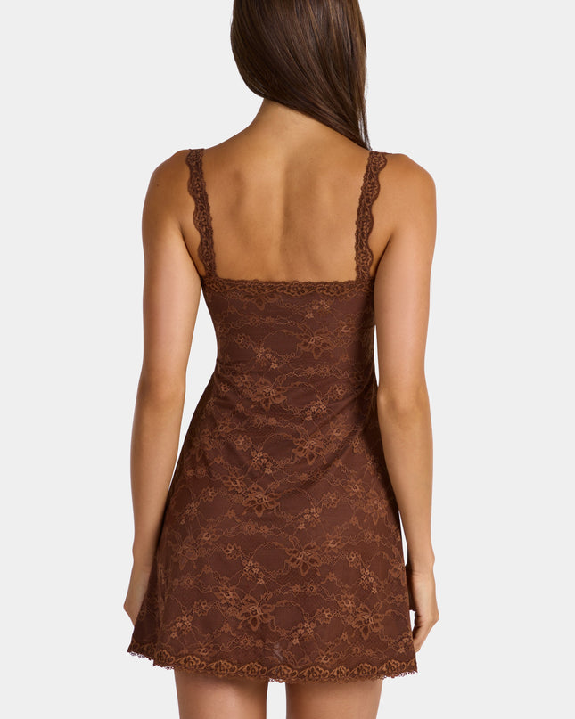 Cocoa Brown Lace Mini Dress