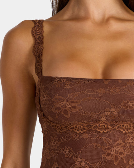 Cocoa Brown Lace Mini Dress