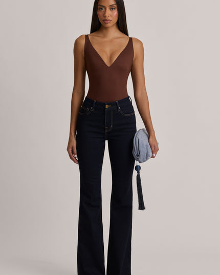 Cocoa Brown V-Neck Thong Bodysuit