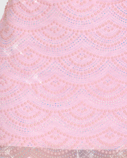 Bubblegum Pink Embellished Square-Neck Mini Dress