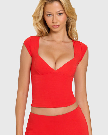 Cherry Modal Cap-Sleeve Top