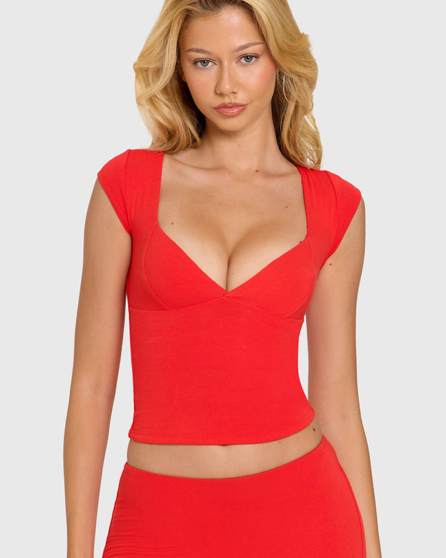 Cherry Modal Cap-Sleeve Top