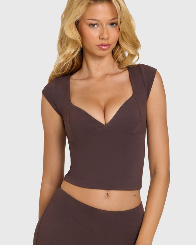 Chocolate Modal Cap-Sleeve Top