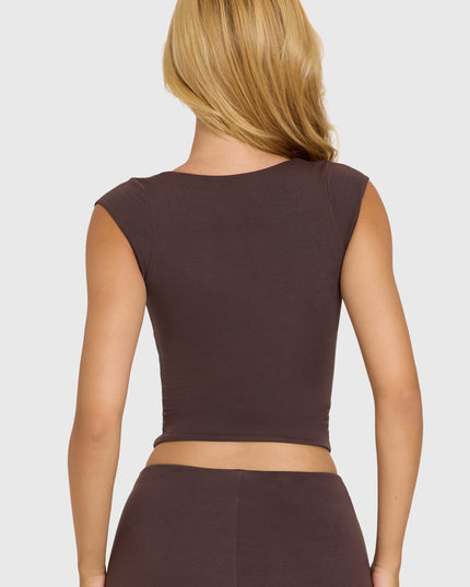 Chocolate Modal Cap-Sleeve Top